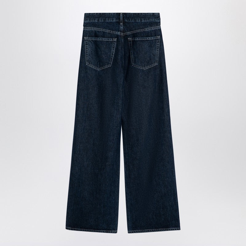 Dark Wide Jeans With Pleats