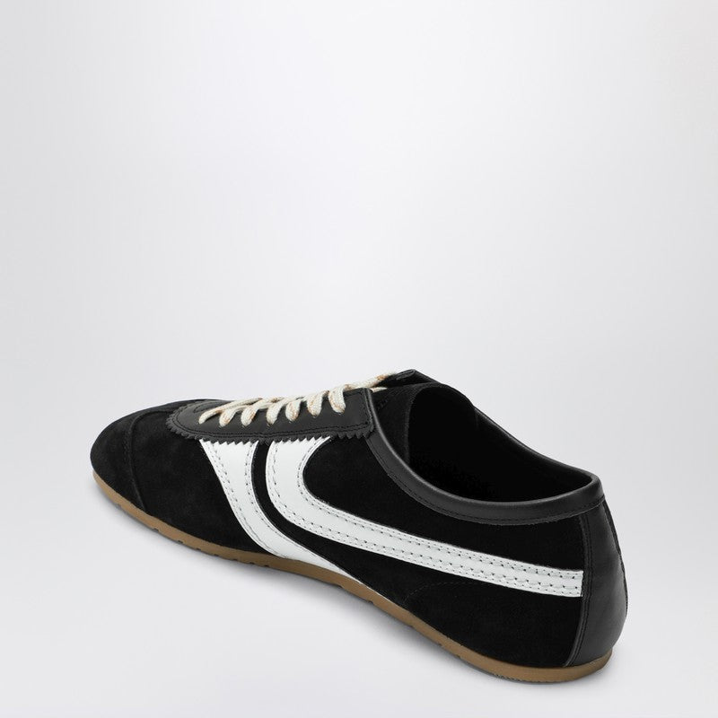 Black/white leather and suede sneakers
