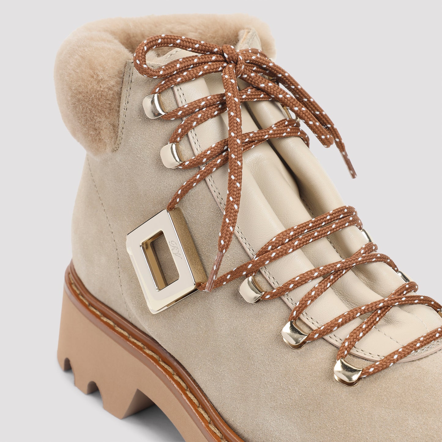 Beige Viv Rangers Track Fur Suede Leather Boots