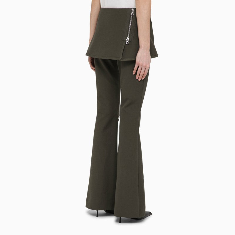 Military green cotton mini skirt trousers