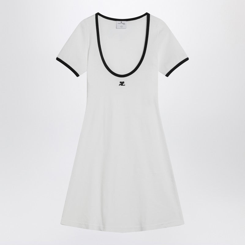 Black/white Mini Dress In Cotton