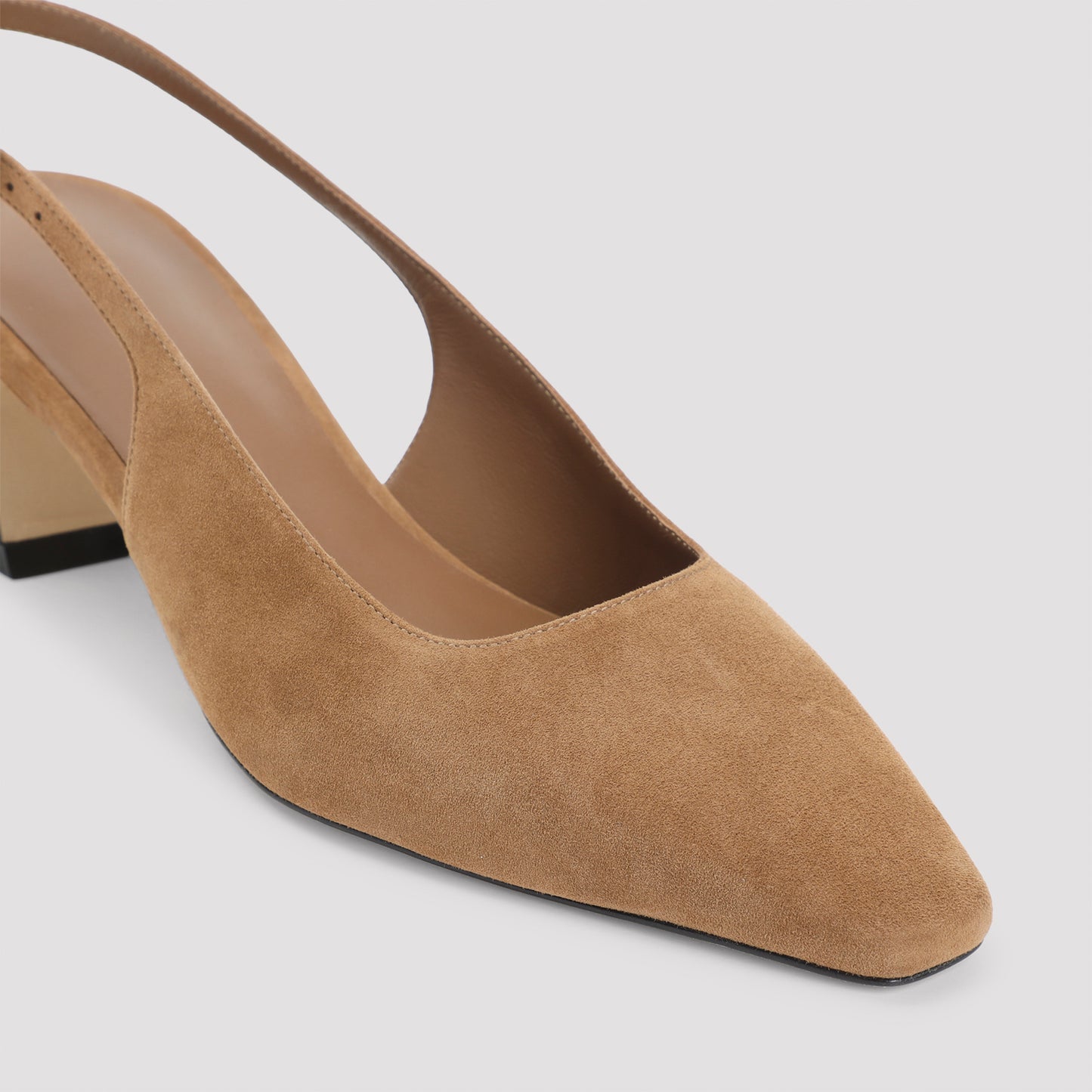 Toasted Almond Brown Suede Leather Stassi 50 Slingback Mules