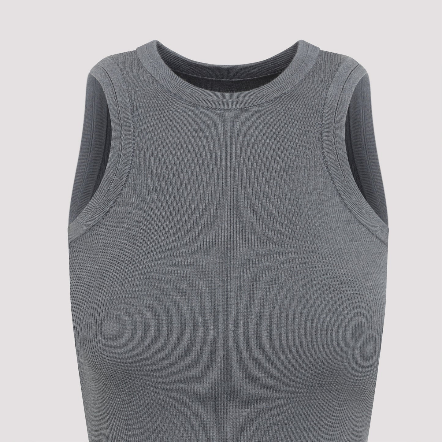 Fog Grey Wool Ribbed Tank Top