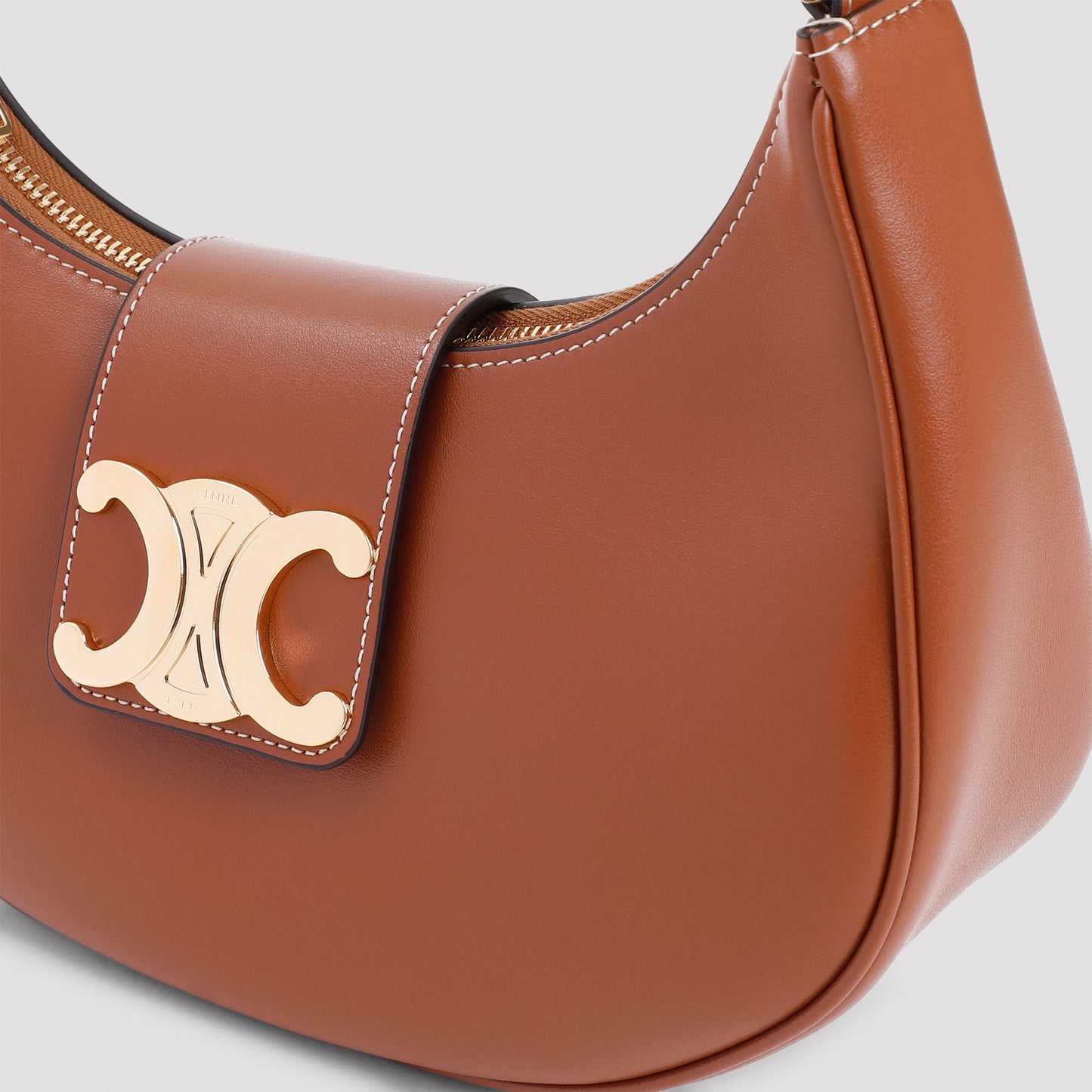 Tan Calf Leather Medium Ava Triomphe Shoulder Bag