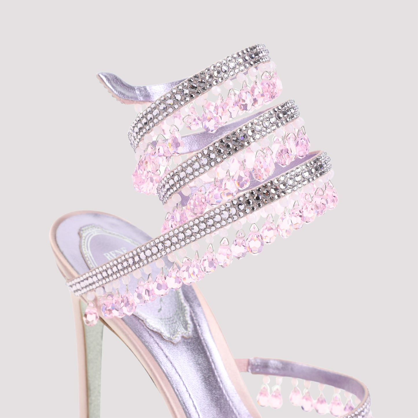 Lilac Satin Chandelier Leather Sandals