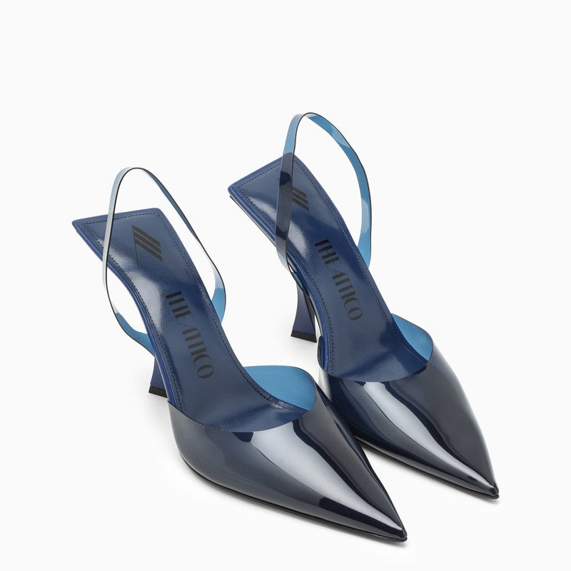 Electric blue PVC slingback