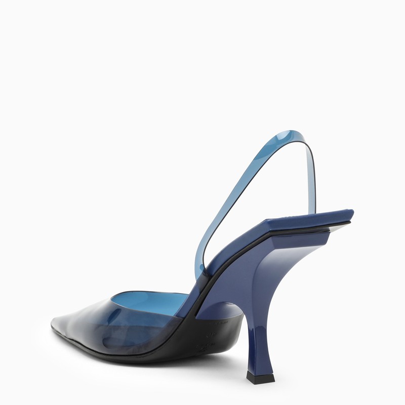 Electric blue PVC slingback