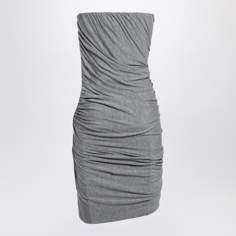 Grey draped viscose mini dress