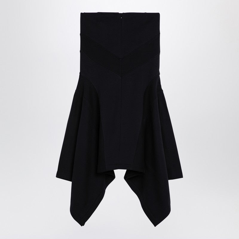 Black Asymmetric Cotton Skirt