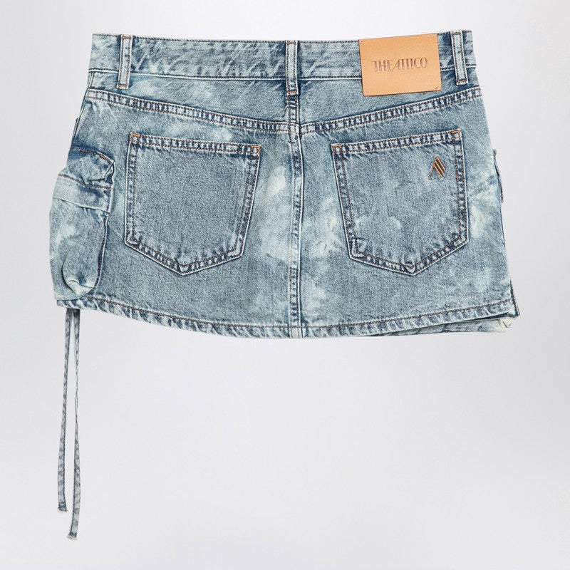 Fay Cargo Mini Skirt In Washed Denim