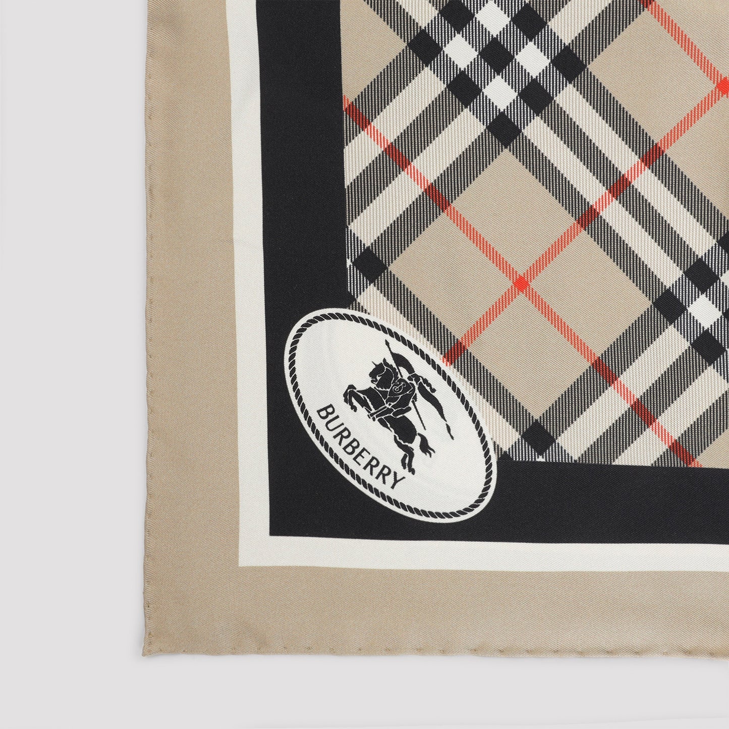 Beige Check Silk Scarf