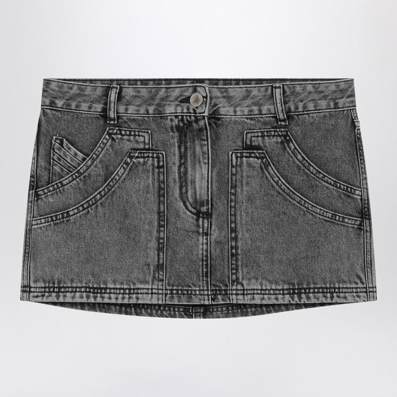 Black Denim Mini Skirt