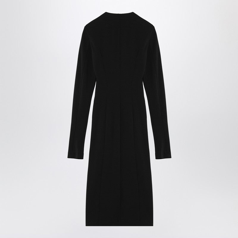 Black Midi Dress With Logoed Zip Puller