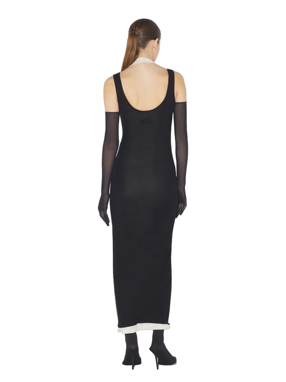 TWISTED LAYERED COTTON RIBBED SLEEVELESS DRESS