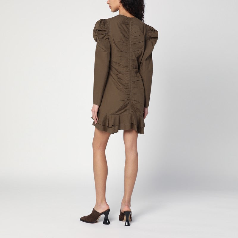 Briali Mini Dress With Green Khaki Zip
