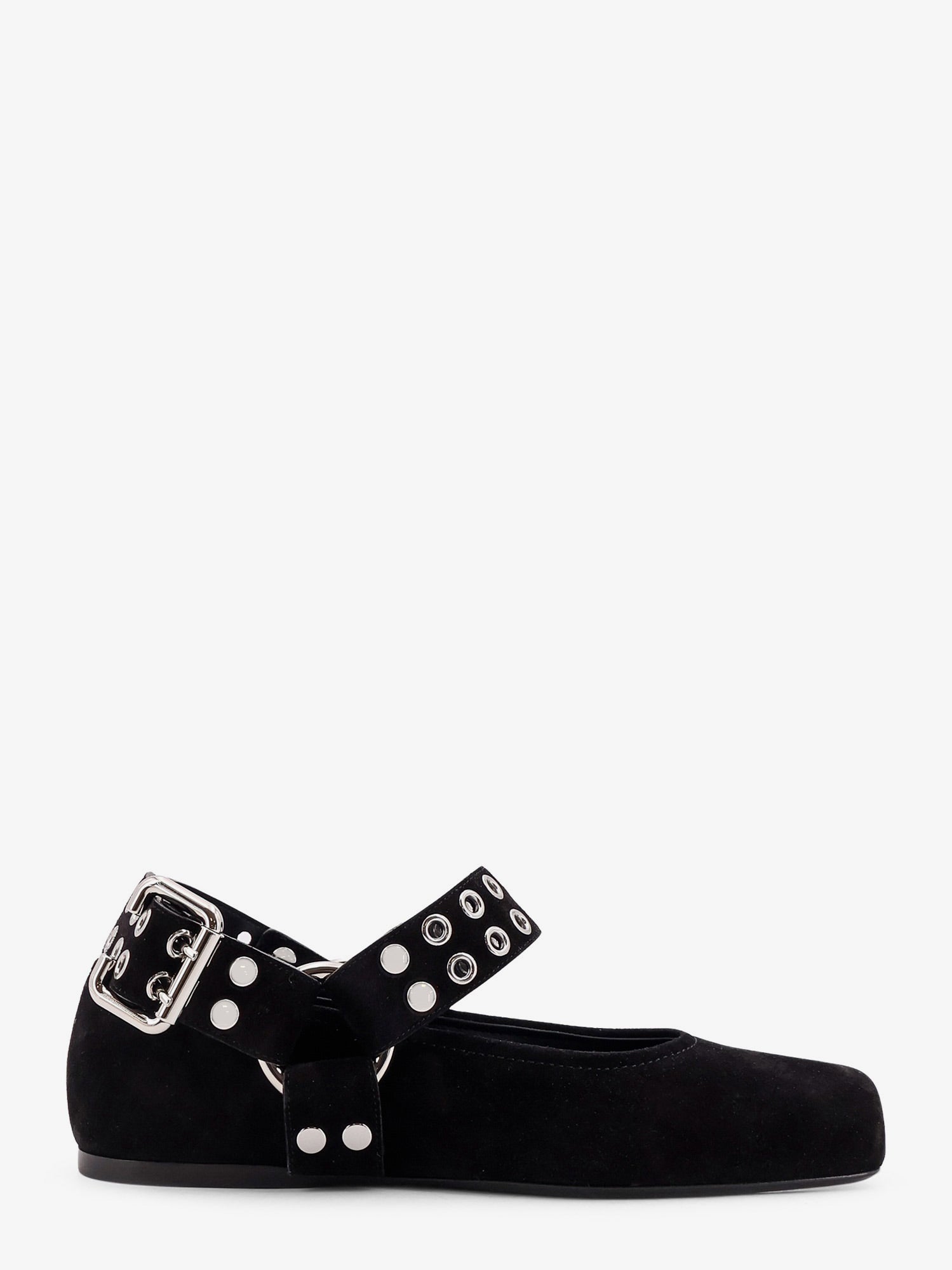 alaia-suede-biker-flat-ballerinas