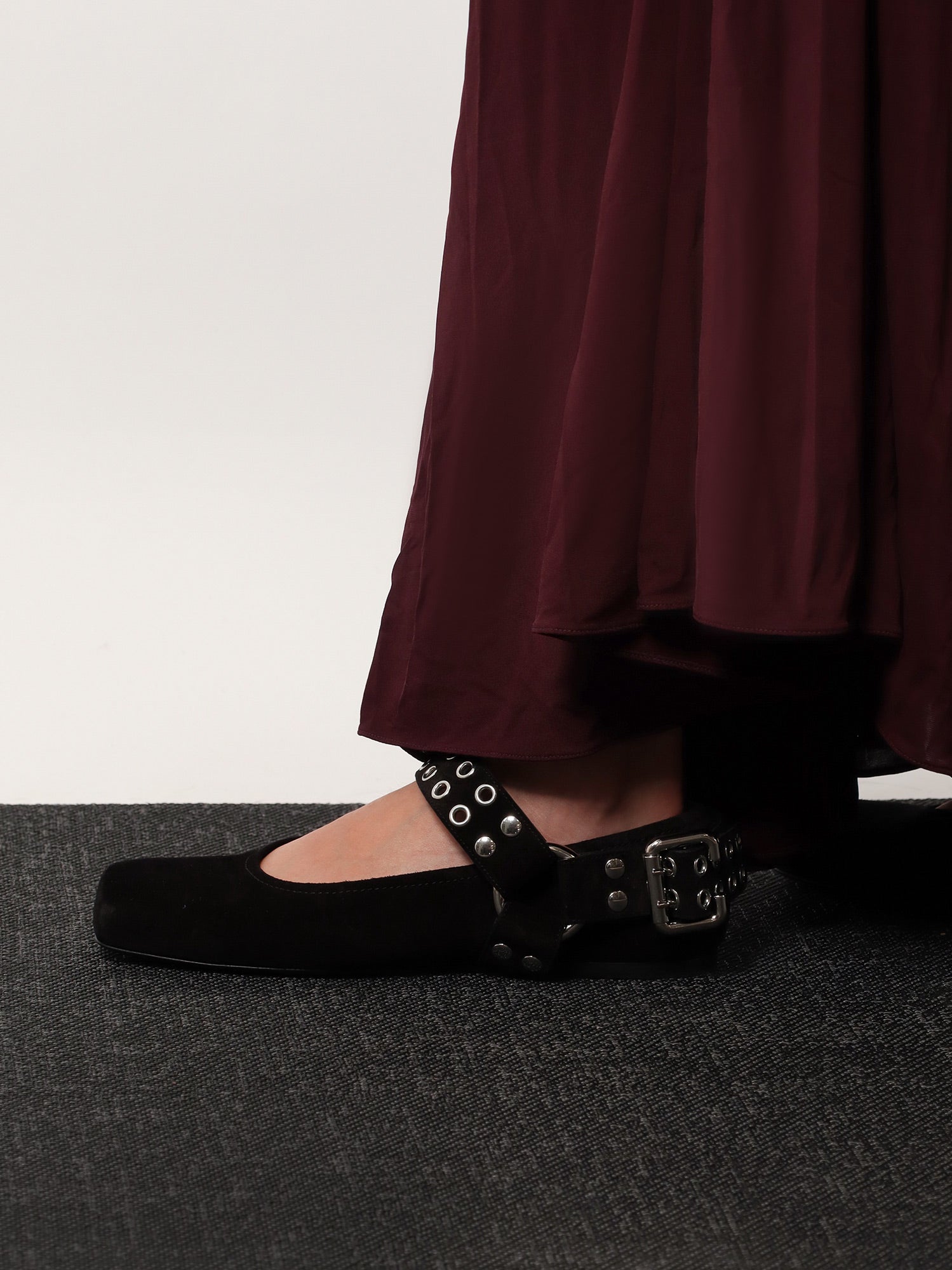 alaia-suede-biker-flat-ballerinas