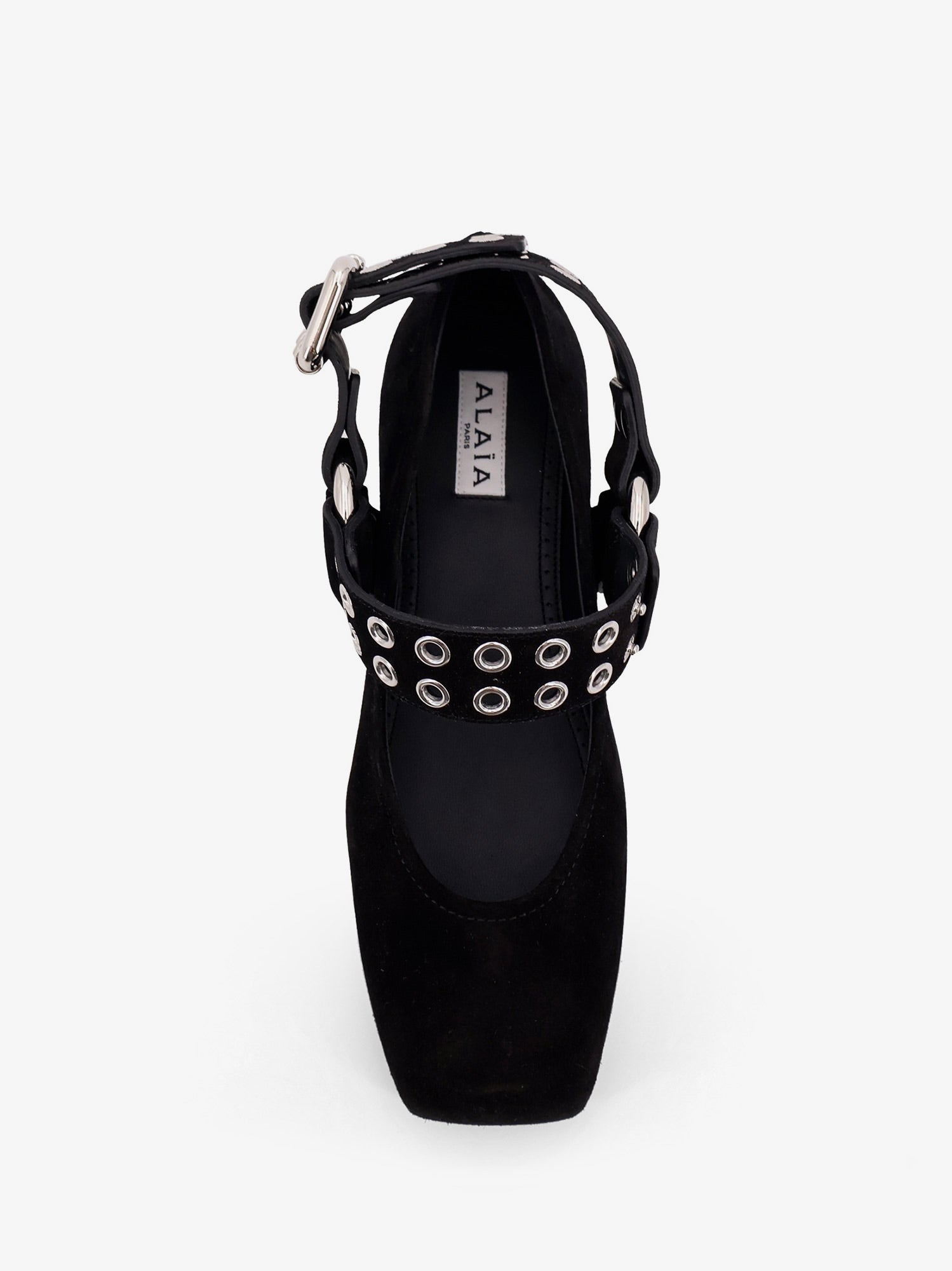 alaia-suede-biker-flat-ballerinas