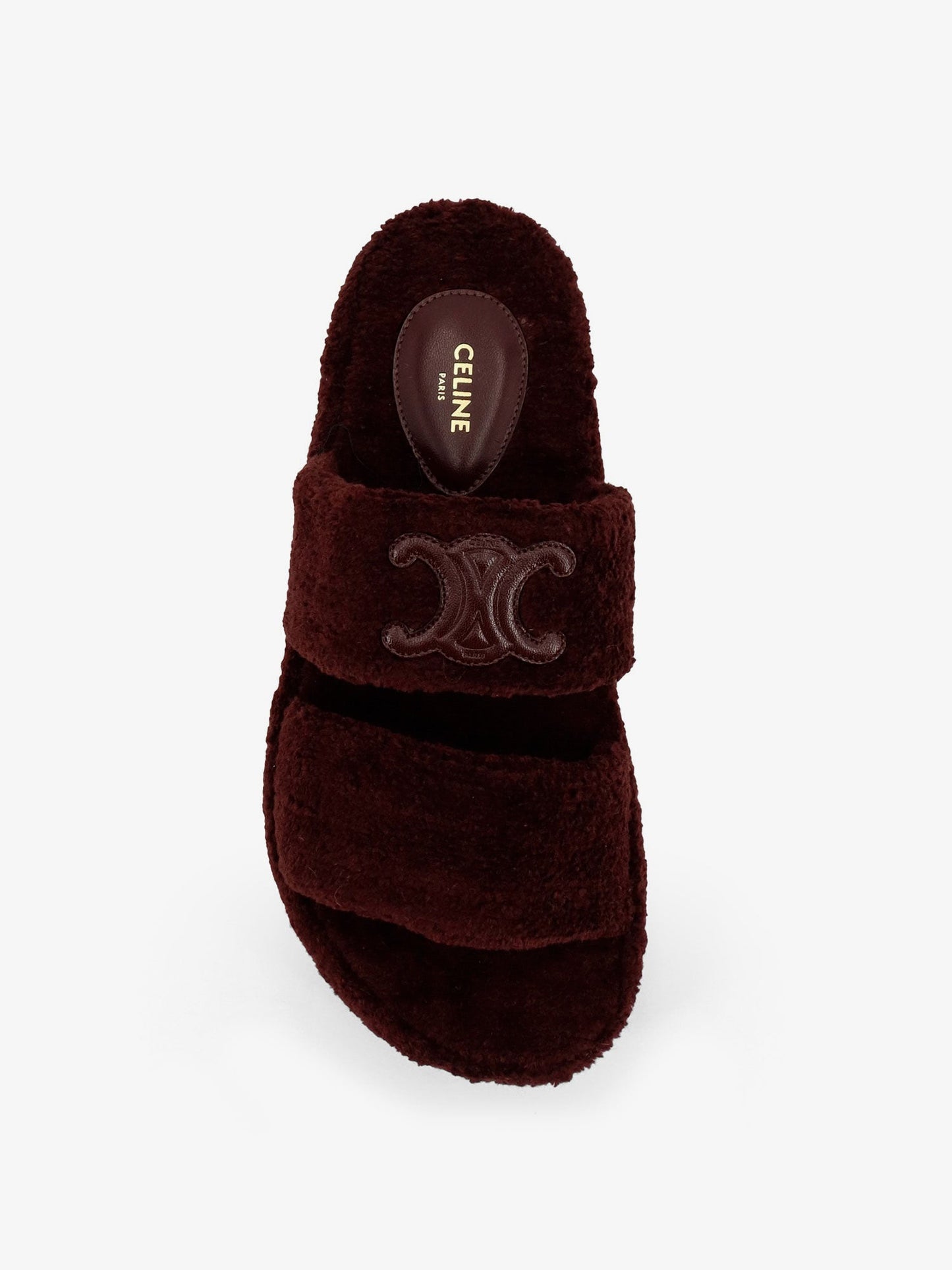 celine-triomphe-fur-shearling-slides