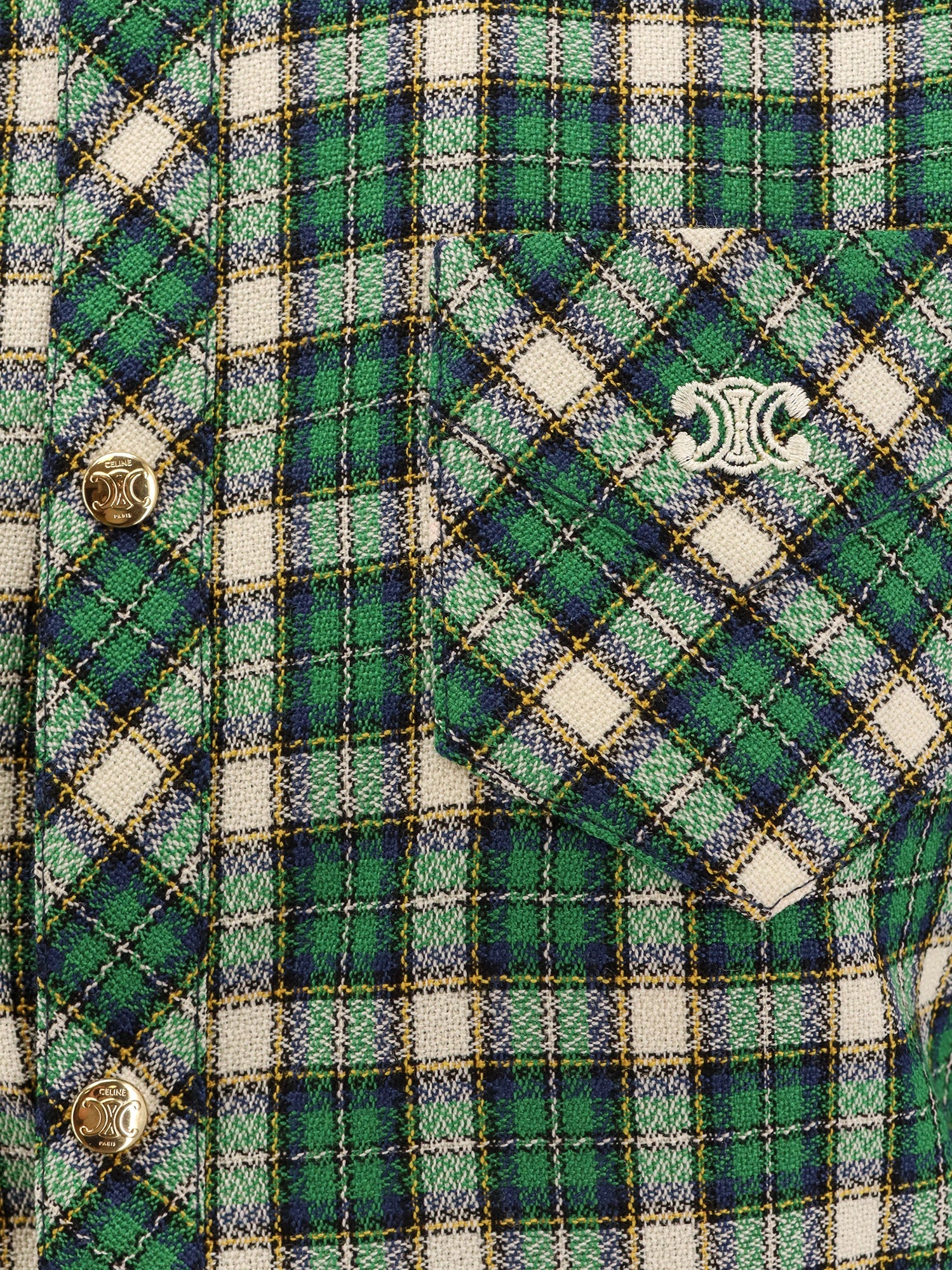 celine-tartan-wool-mini-dress