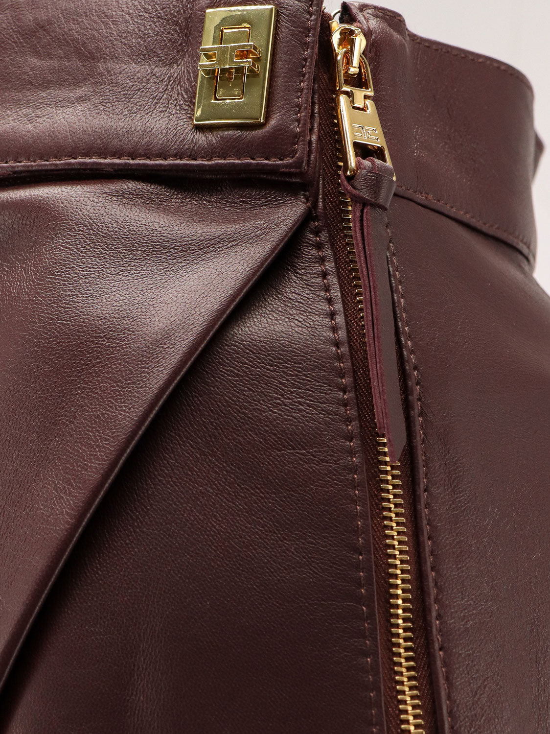 elisabetta-franchi-leather-miniskirt
