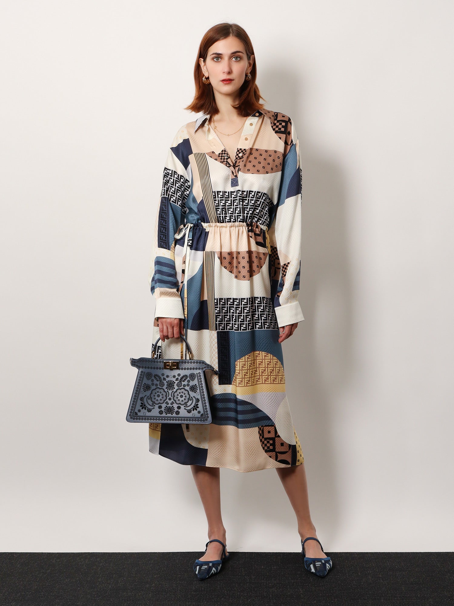 fendi-patchwork-silk-dress