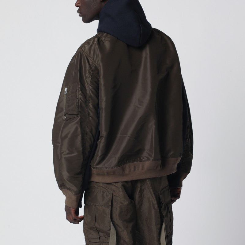 Navy/kakhi cotton-blend hoodie