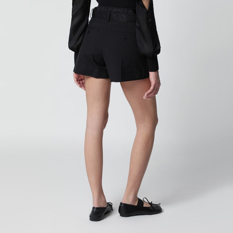 Black wool-blend shorts