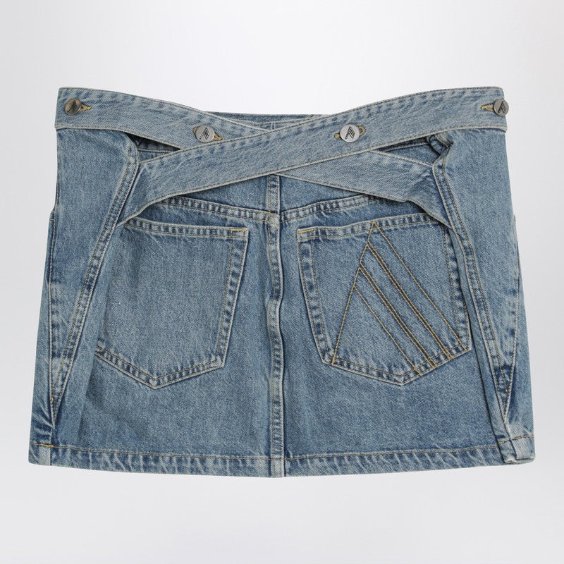 Light blue denim mini skirt