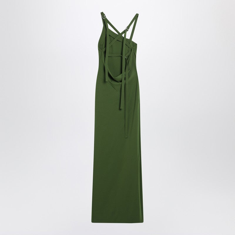 Long green dress with slit