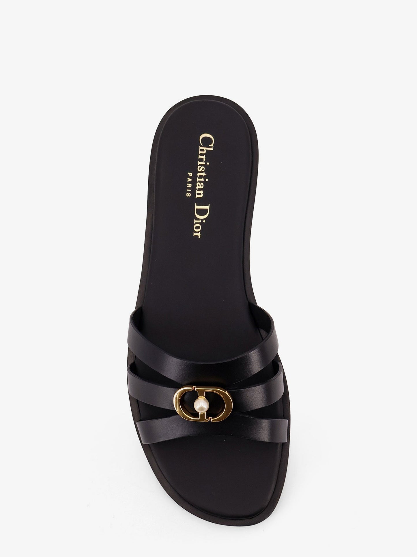 30M leather sandals with metal CD logo