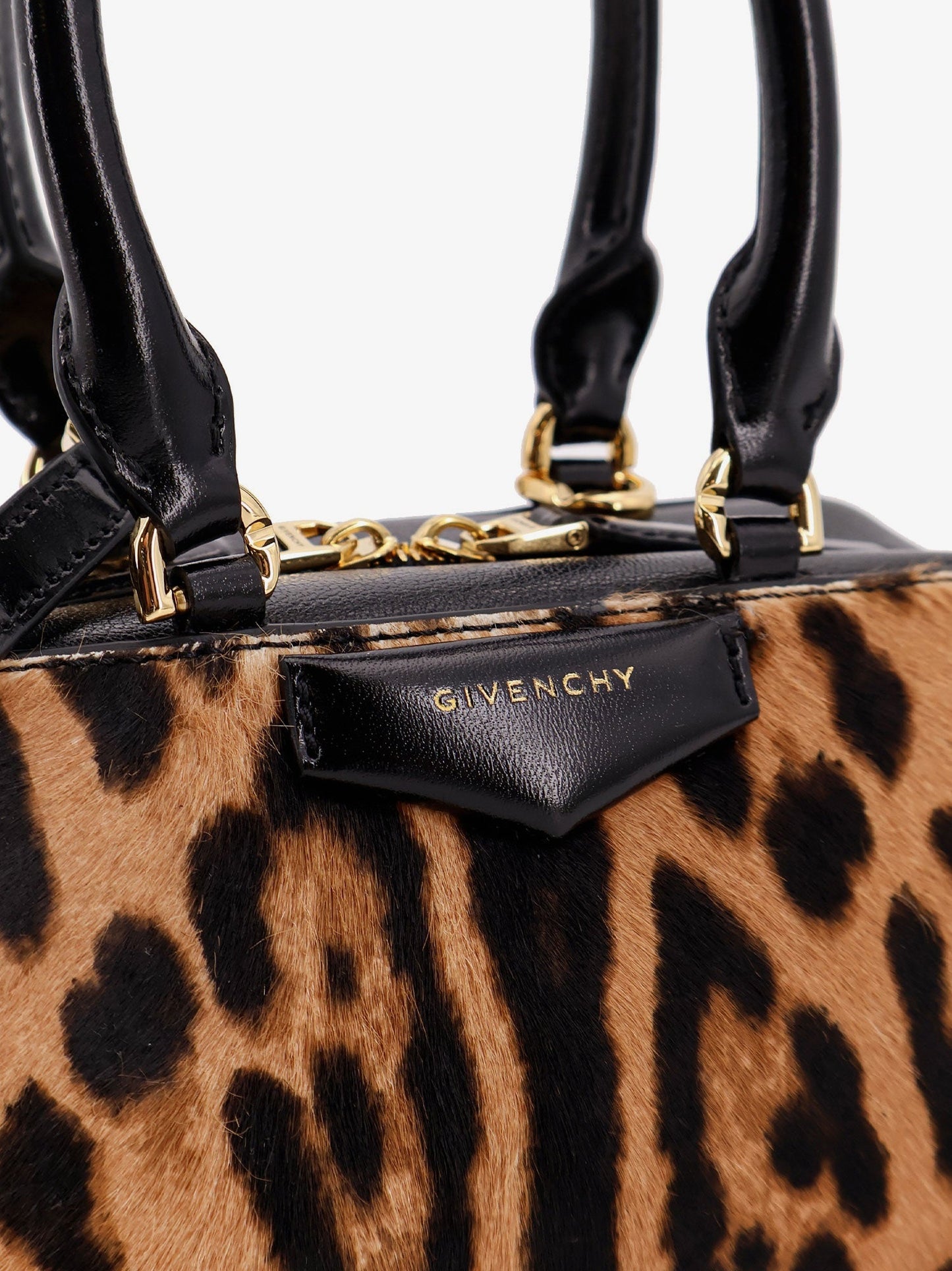 Antigona East West Mini pony skin crossbody bag with animal print