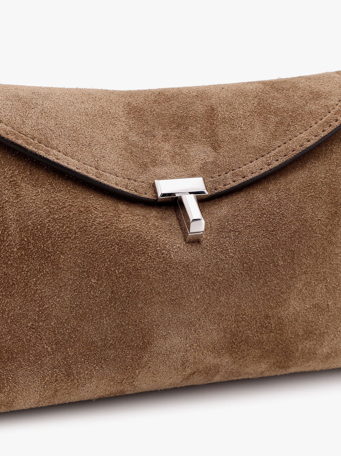 Suede T-Lock Clutch