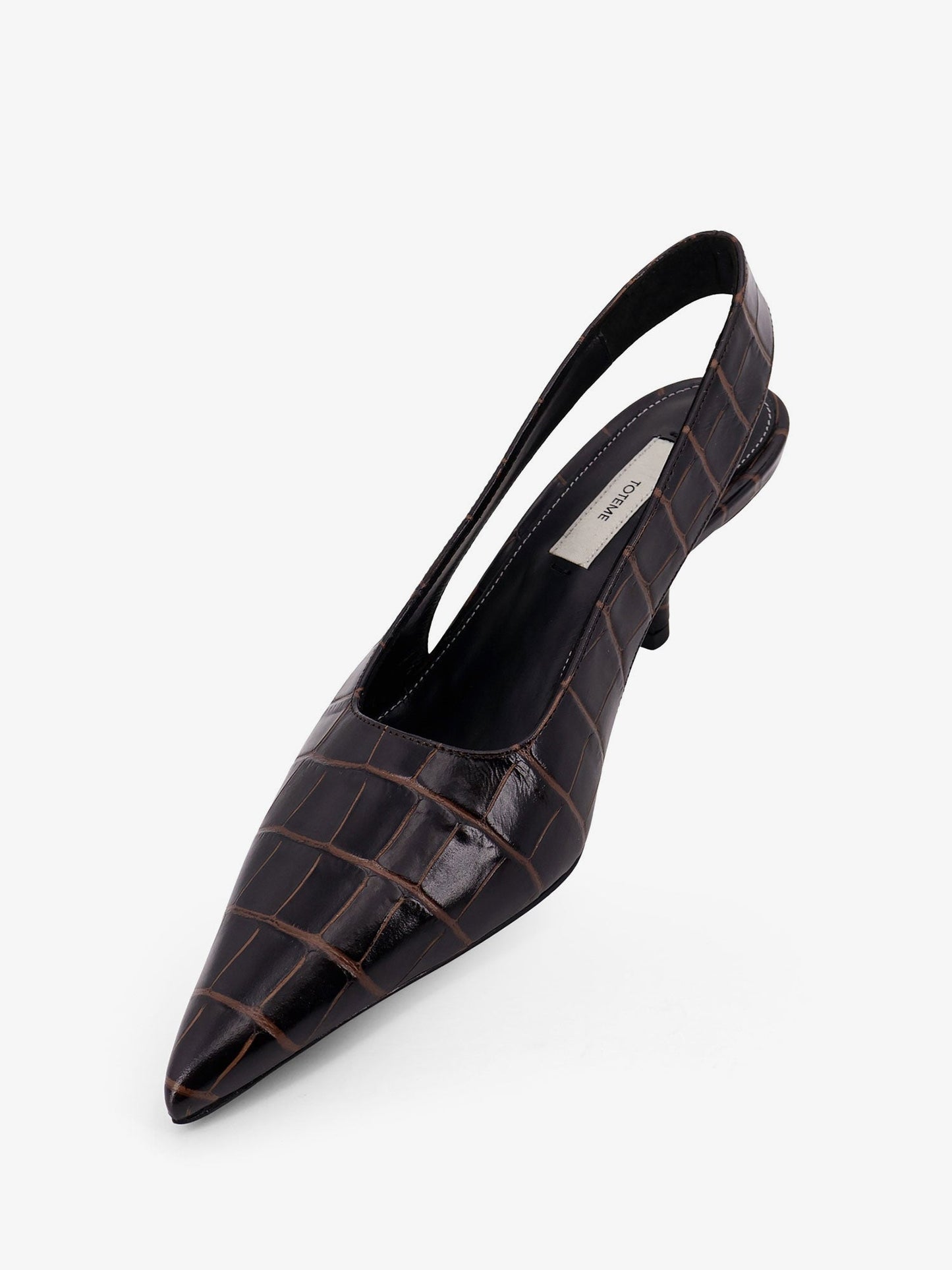 Leather slingback pumps with embossed Croco print