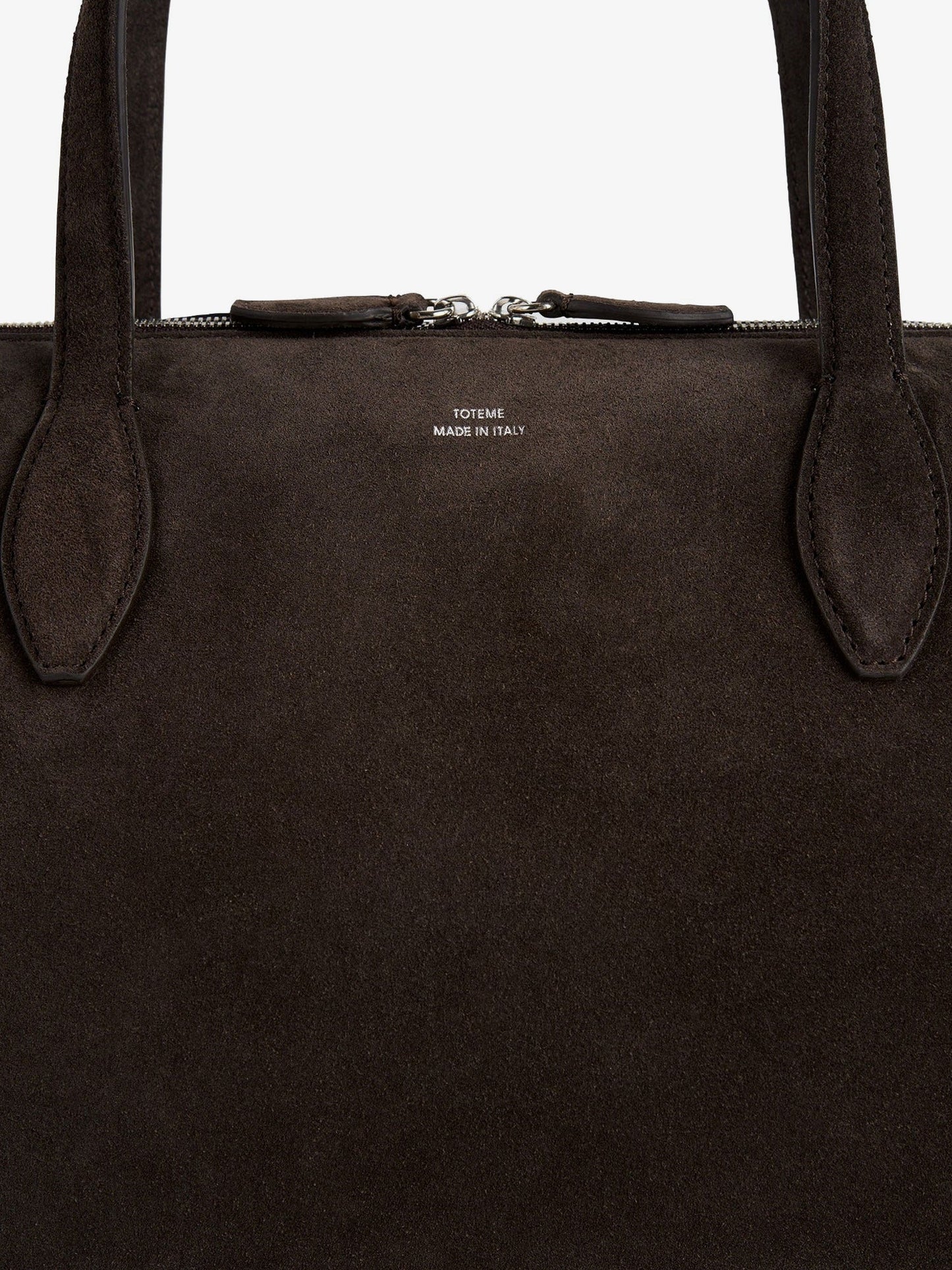 Suede shoulder bag with logo lettering on the front