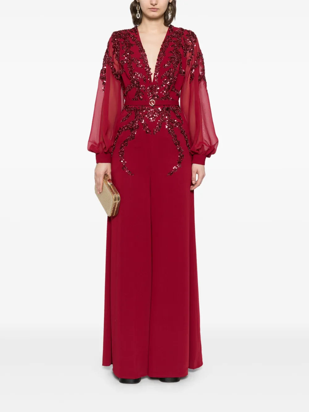 beaded jumpsuit-rtwfw24-50burgundy42