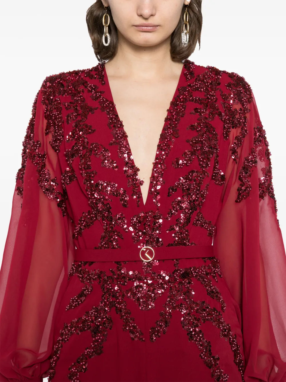 beaded jumpsuit-rtwfw24-50burgundy