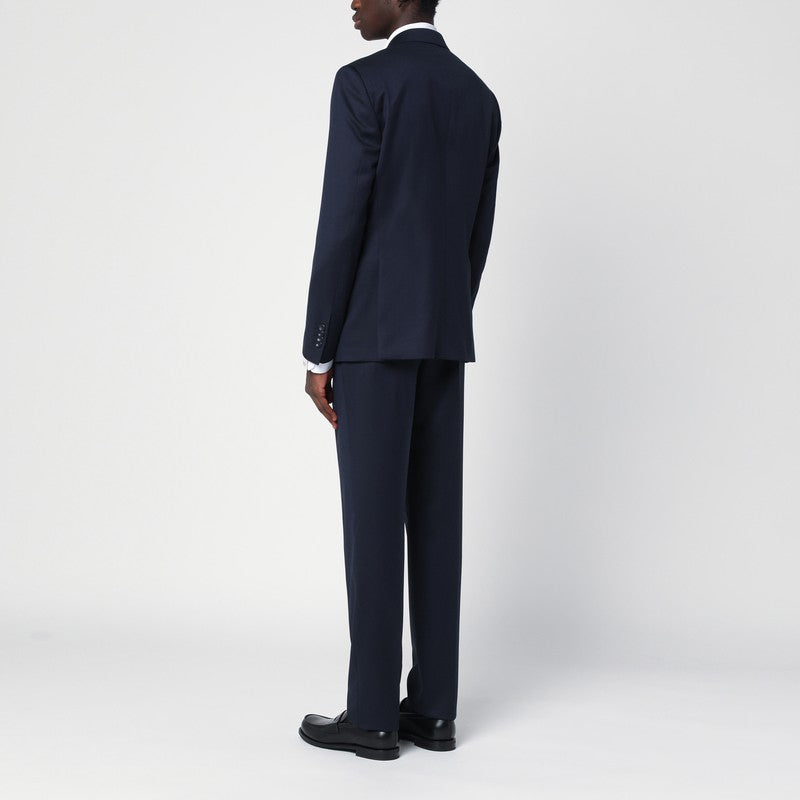 Navy Blue Double-breasted Wool Suit