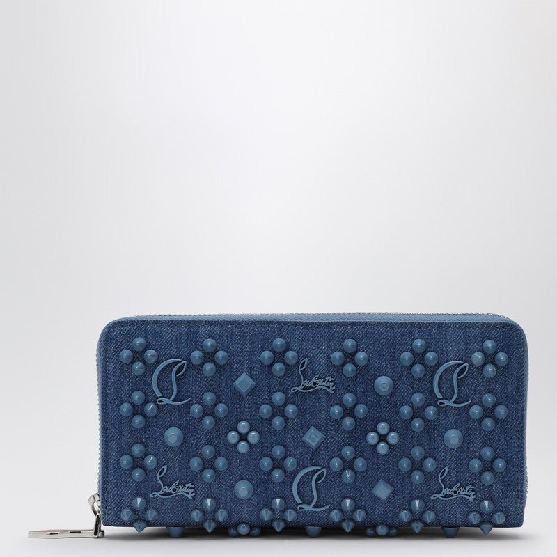Panettone Coin Purse In Denim With Spikes