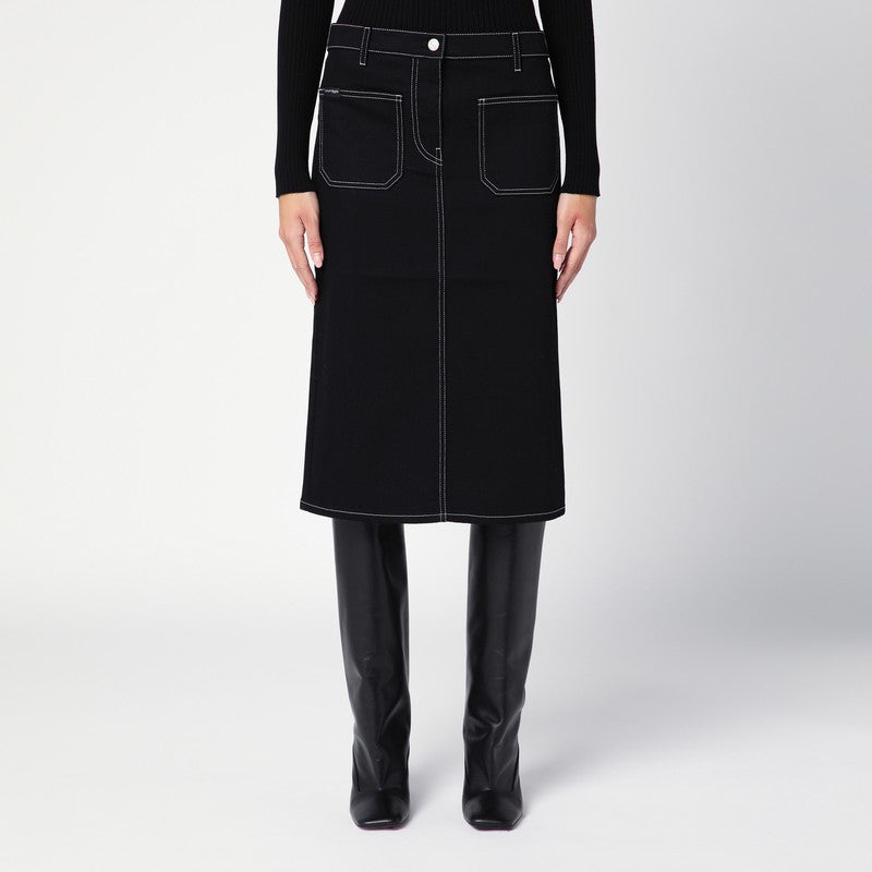 Black Denim Midi Skirt