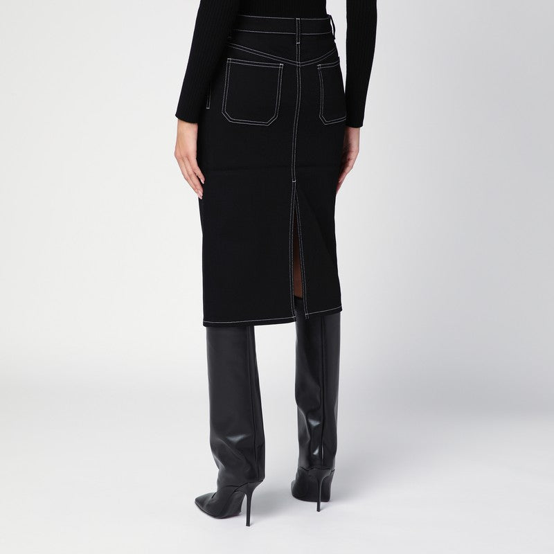Black Denim Midi Skirt