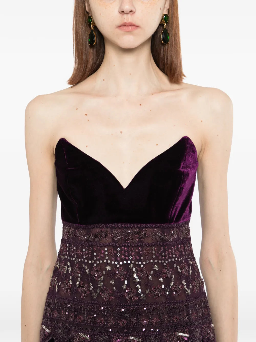 Strapless Dress with Embroidered Detailing