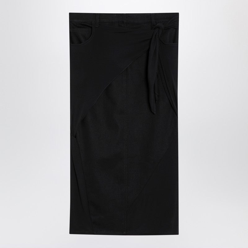 Black Midi Skirt With Draping