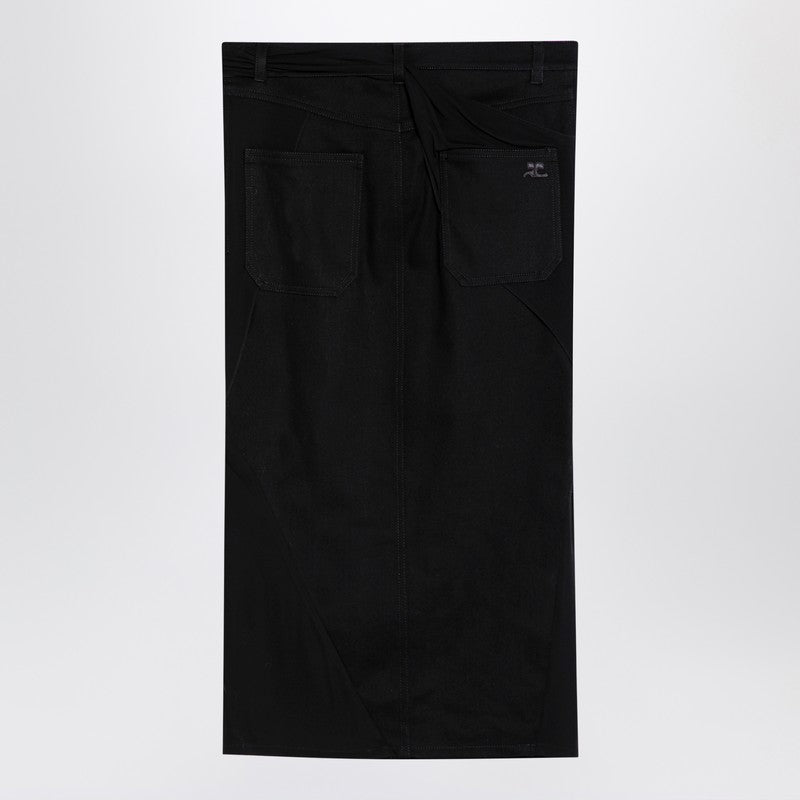 Black Midi Skirt With Draping