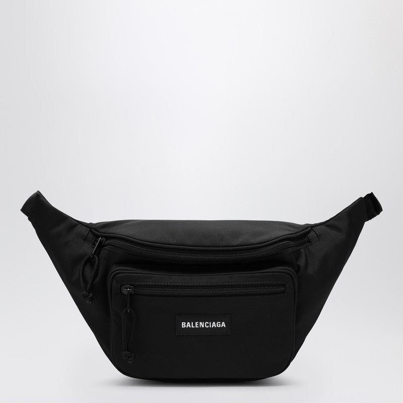 Explorer black nylon belt bag with logo