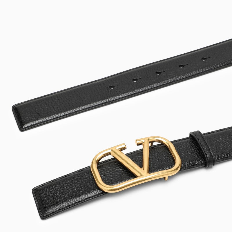 Vlogo Black/Gold Leather Belt