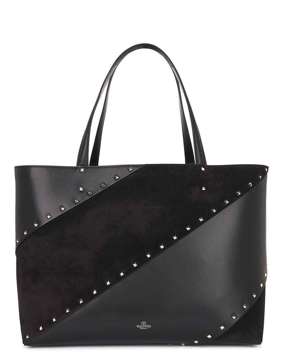 ROCKSTUD LEATHER TOTE BAG