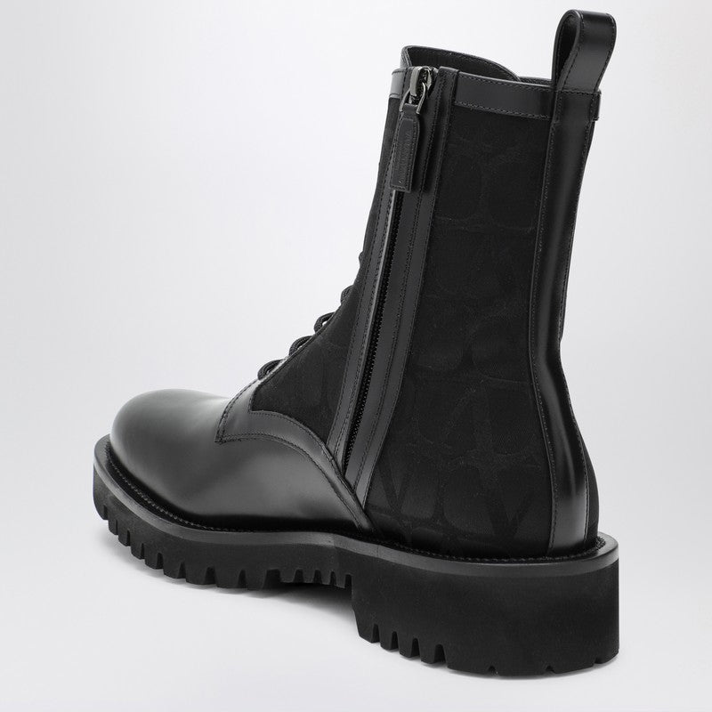 Black Combat Boot In Technical Fabric And Toile Iconographe Calfskin