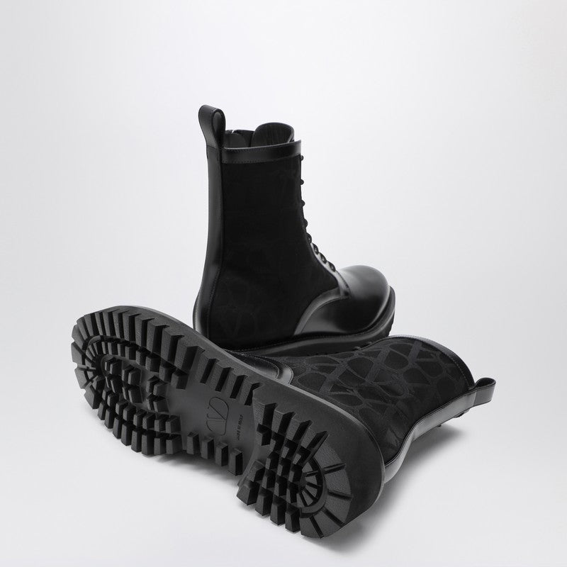 Black Combat Boot In Technical Fabric And Toile Iconographe Calfskin