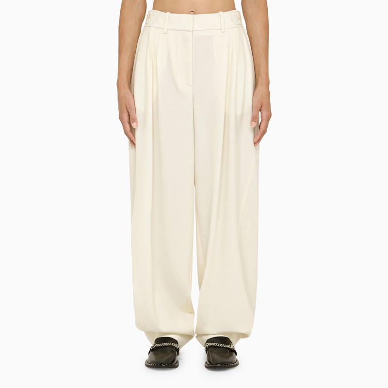 Cream Wool Baggy Trousers